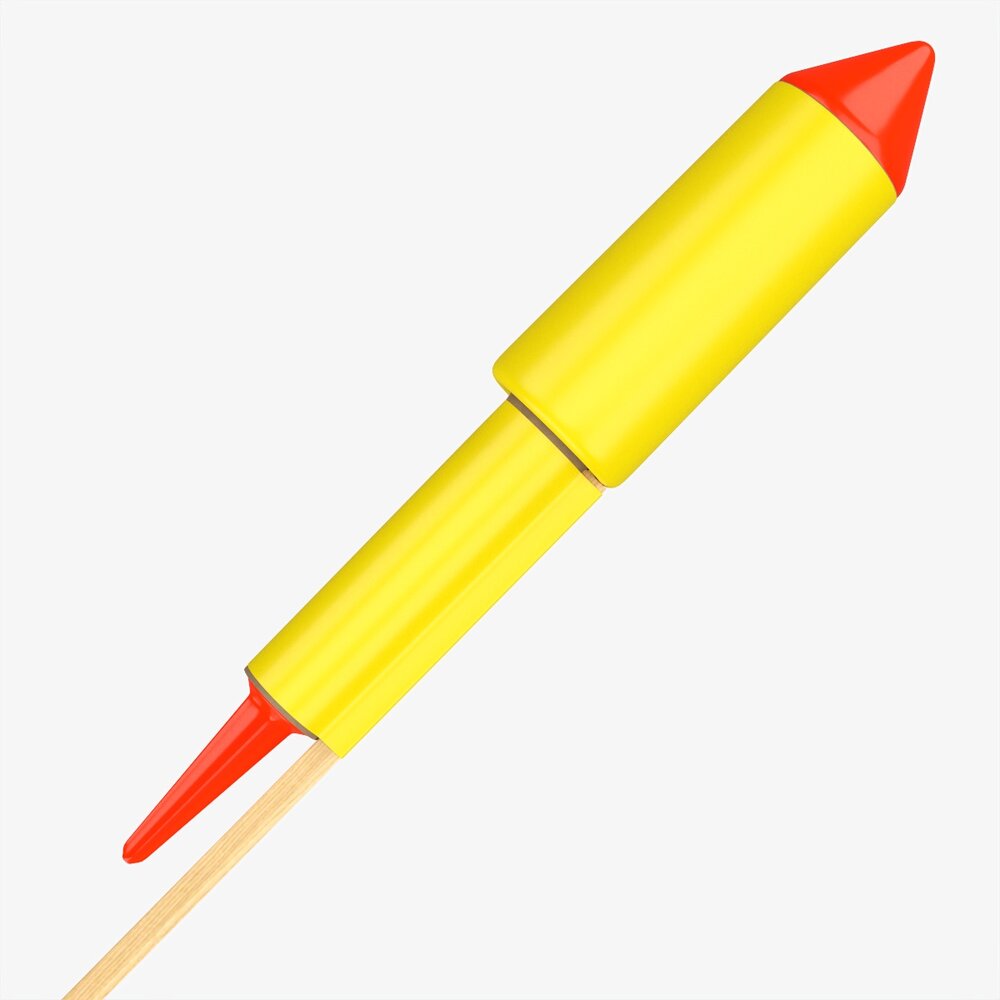Fireworks Rocket Yellow 3D-Modell