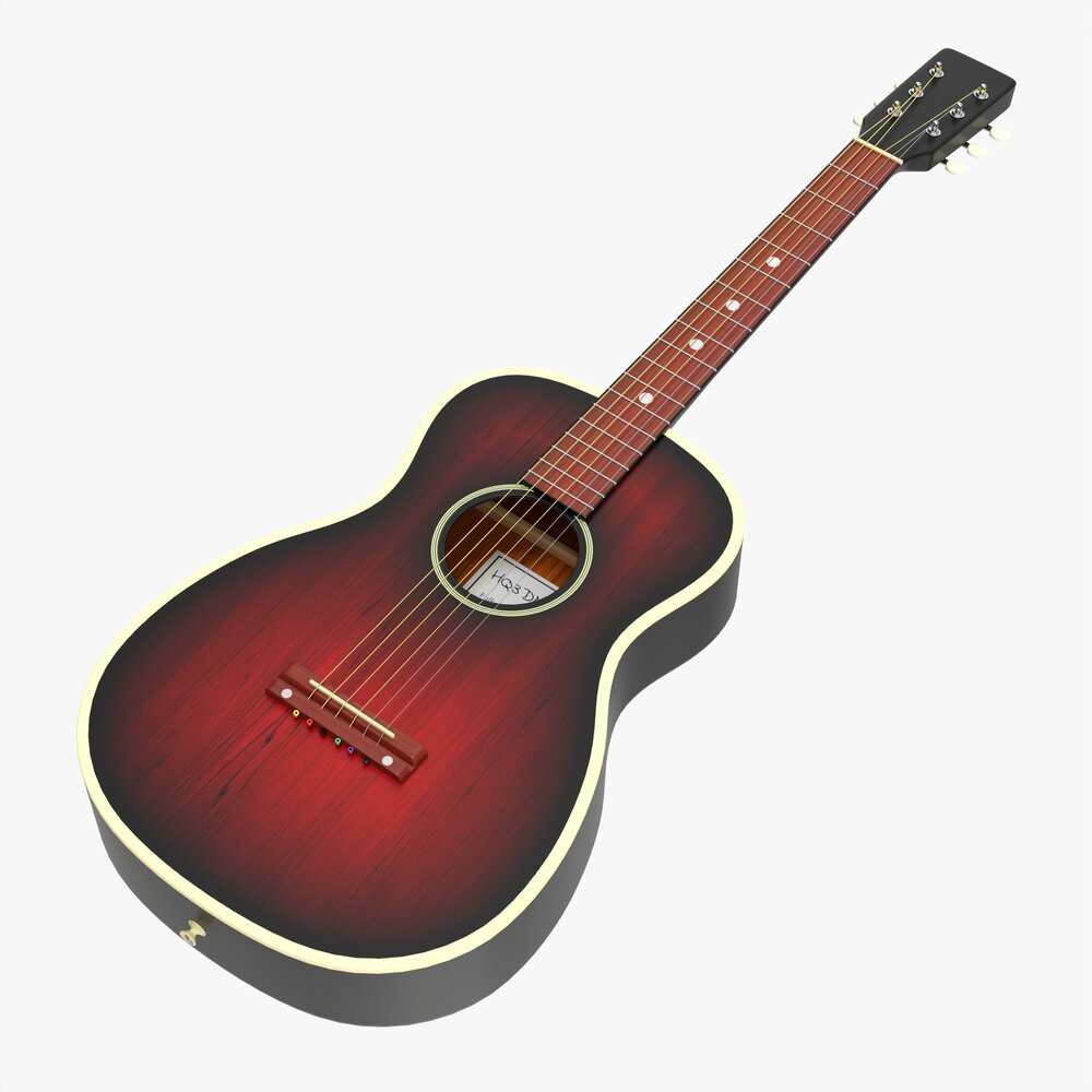 Folk Acoustic Guitar 02 3D 모델 