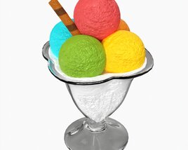 Ice Cream Balls In Glass Dish Modello 3D