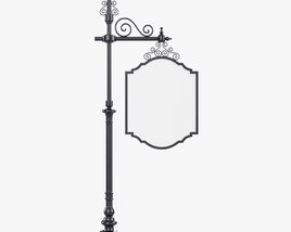 Forged Column With Hanging Board 01 3D model