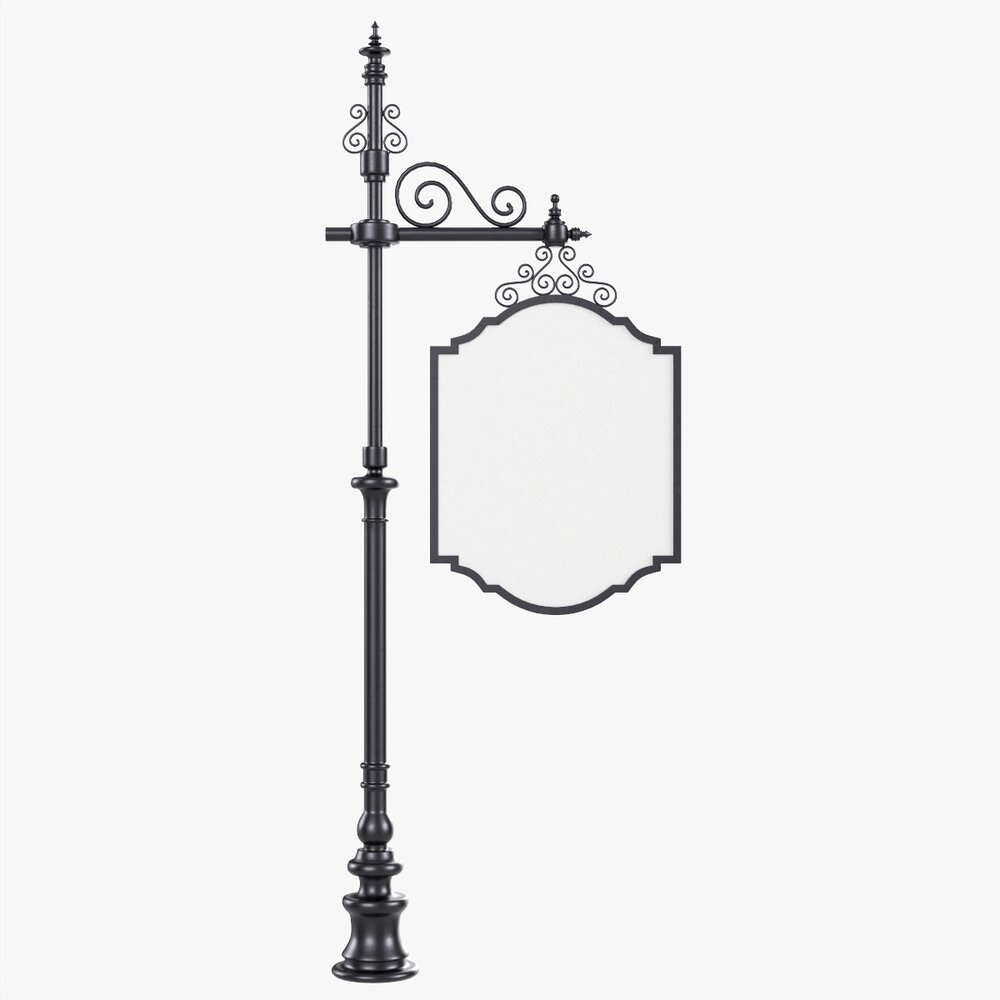 Forged Column With Hanging Board 01 3D model