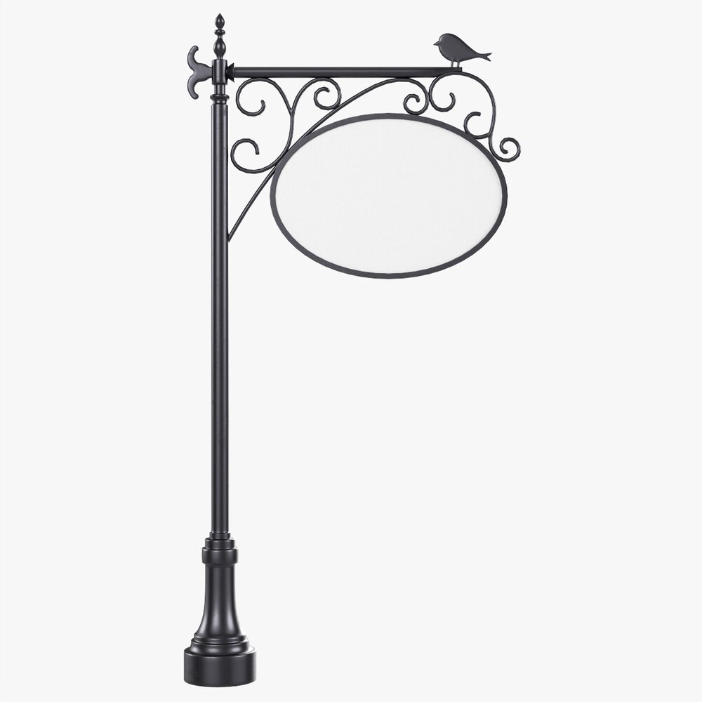 Forged Column With Hanging Board 02 3D model