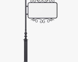 Forged Column With Hanging Board 03 3D model