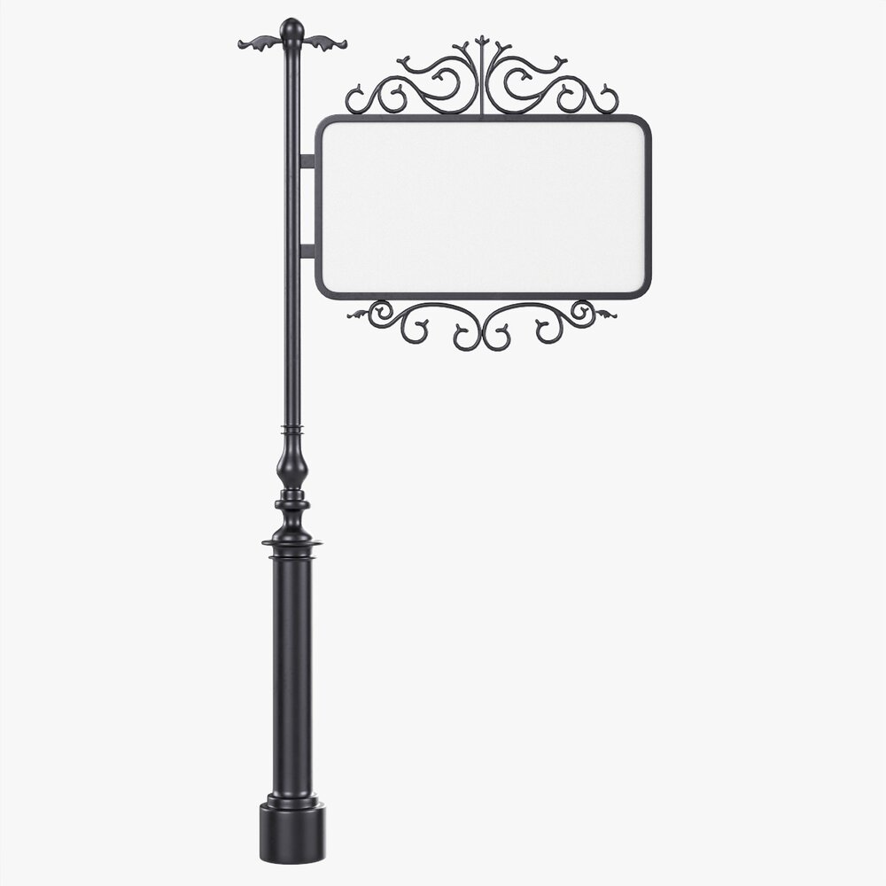 Forged Column With Hanging Board 03 3d model