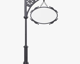 Forged Column With Hanging Board 04 3D-Modell