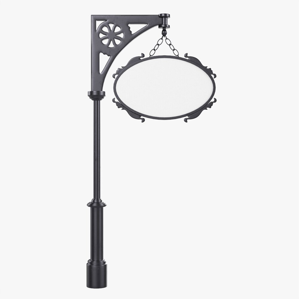 Forged Column With Hanging Board 04 3D model