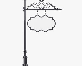 Forged Column With Hanging Board 05 3D-Modell