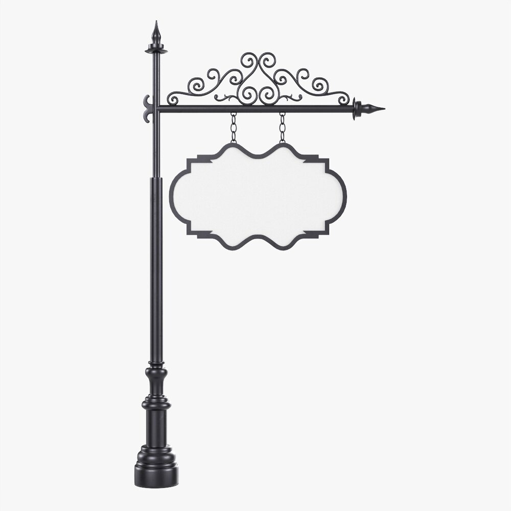 Forged Column With Hanging Board 05 3D model