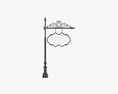 Forged Column With Hanging Board 05 3d model
