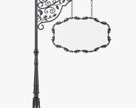 Forged Column With Hanging Board 06 3D model