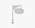 Forged Column With Hanging Board 06 3d model