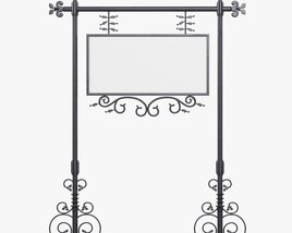 Forged Column With Hanging Board 07 3D model