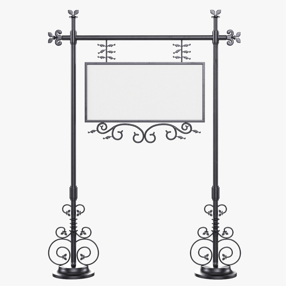 Forged Column With Hanging Board 07 3D model