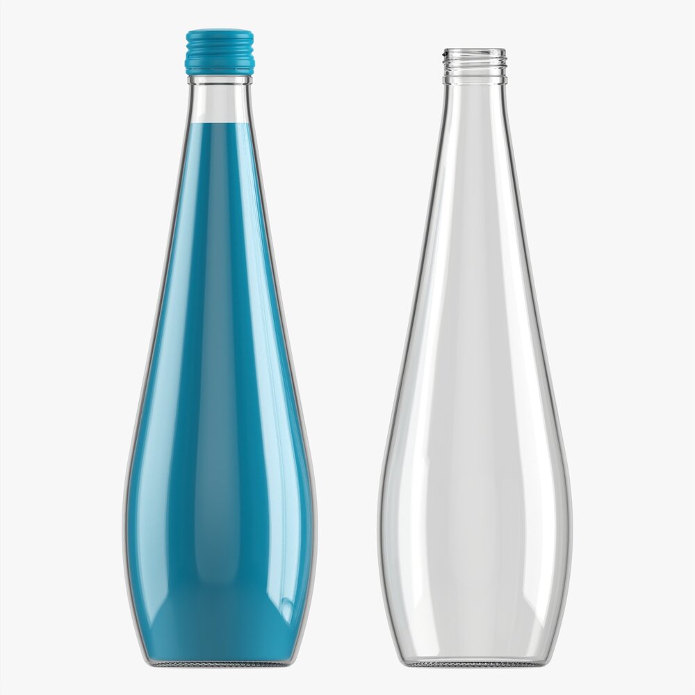 Glass Soda Soft Drink Water Bottle 01 3Dモデル