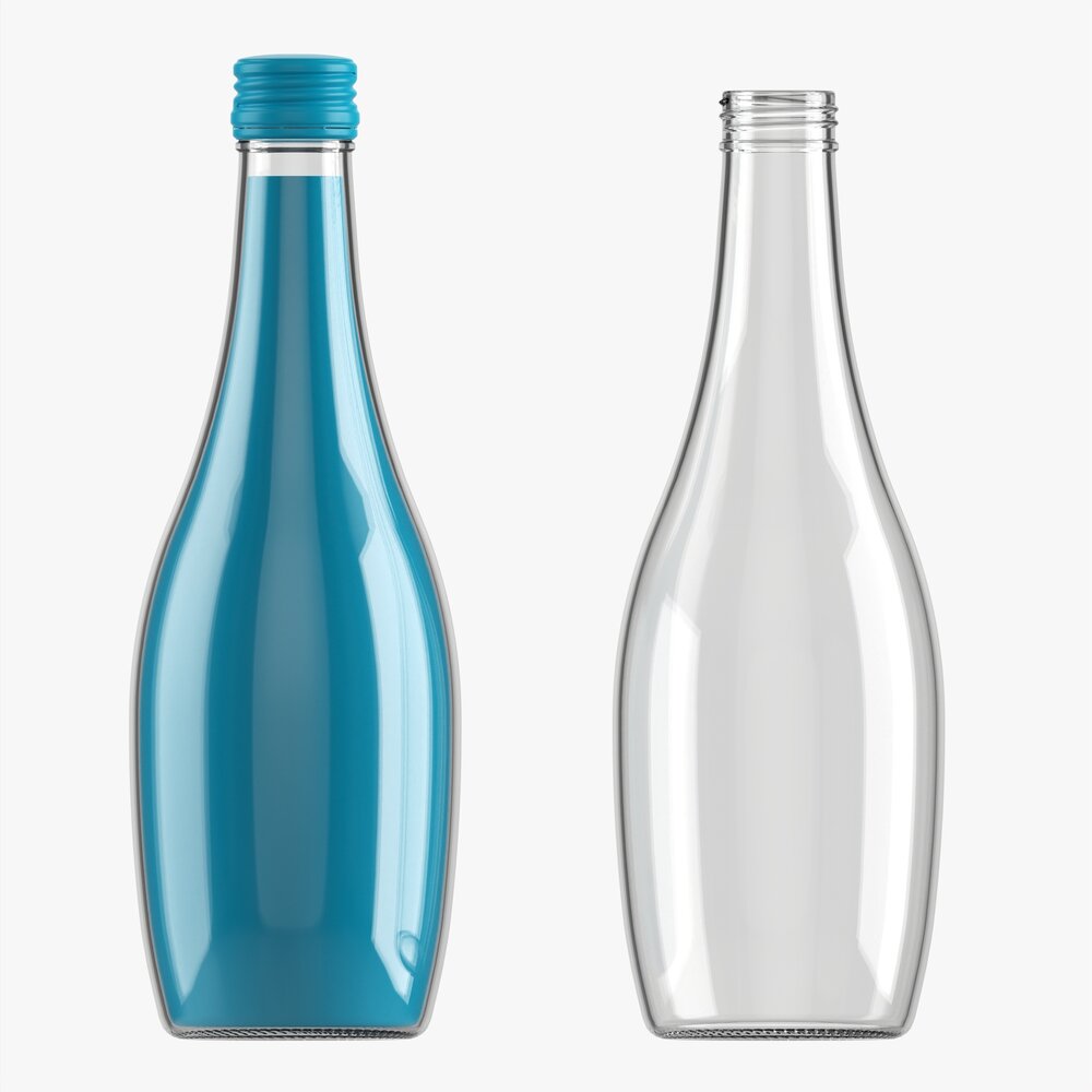 Glass Soda Soft Drink Water Bottle 03 3D модель