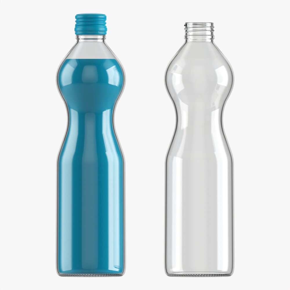 Glass Soda Soft Drink Water Bottle 06 3Dモデル