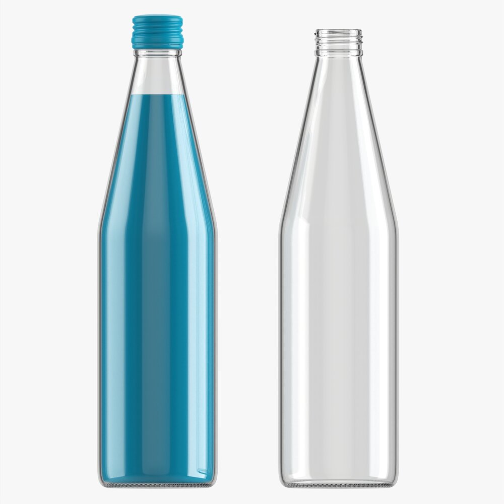 Glass Soda Soft Drink Water Bottle 09 Modello 3D