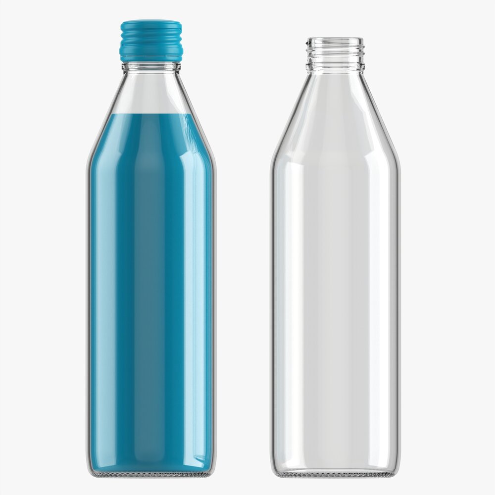 Glass Soda Soft Drink Water Bottle 14 3Dモデル