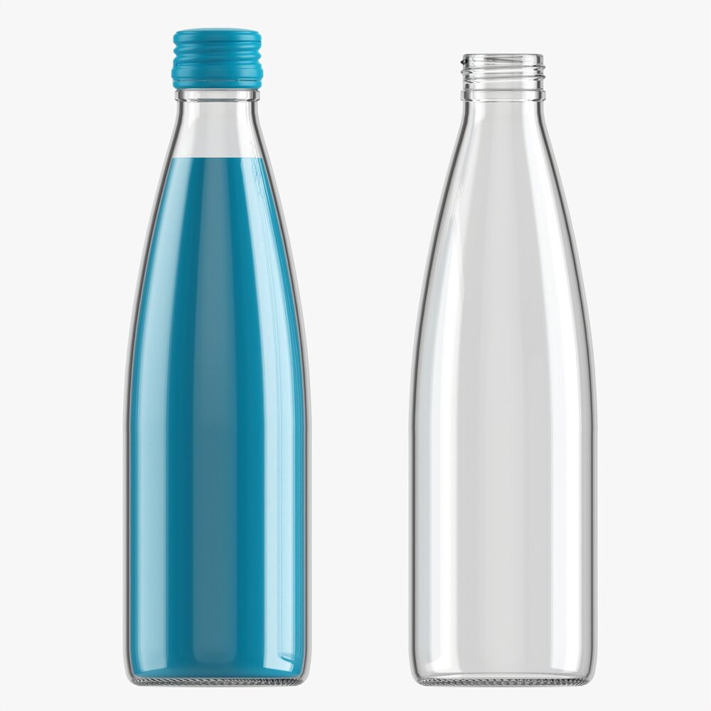 Glass Soda Soft Drink Water Bottle 16 3Dモデル