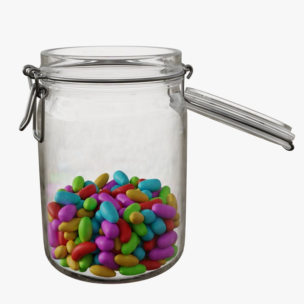Jar With Jelly Beans 02 Modèle 3d