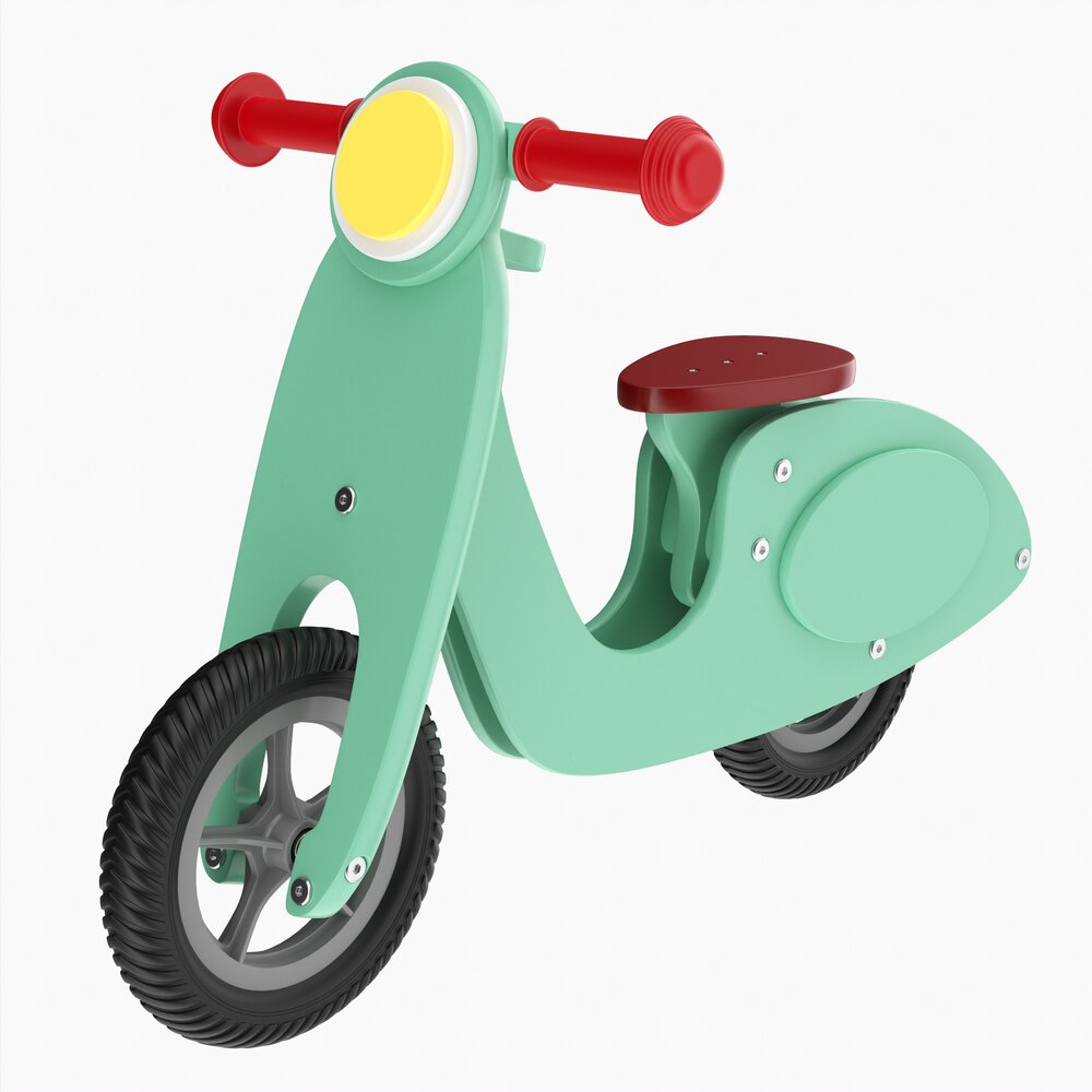 Green Scooter Balance Bike Modello 3D