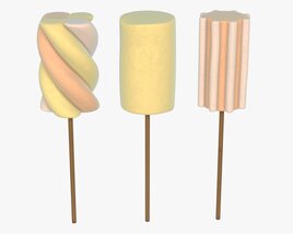 Marshmallows Colorful On Stics 3Dモデル