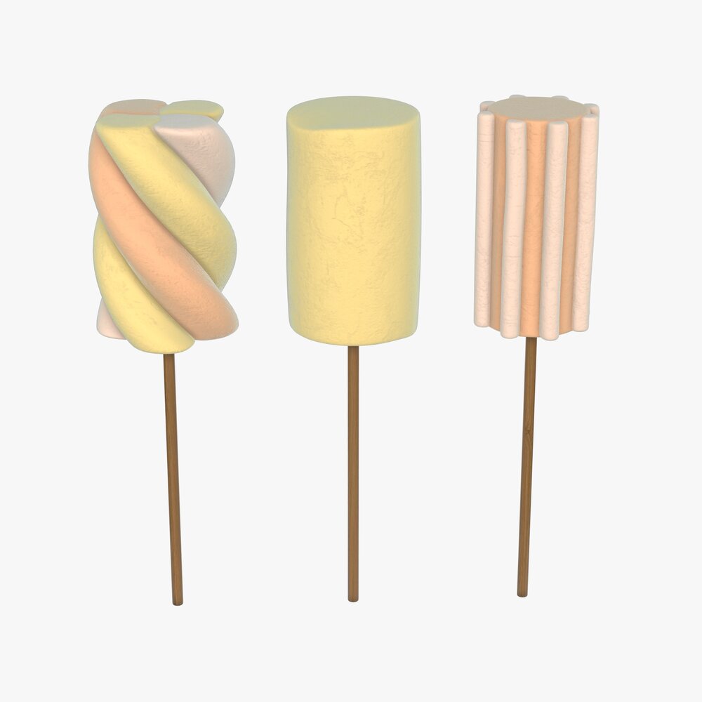 Marshmallows Colorful On Stics Modèle 3D