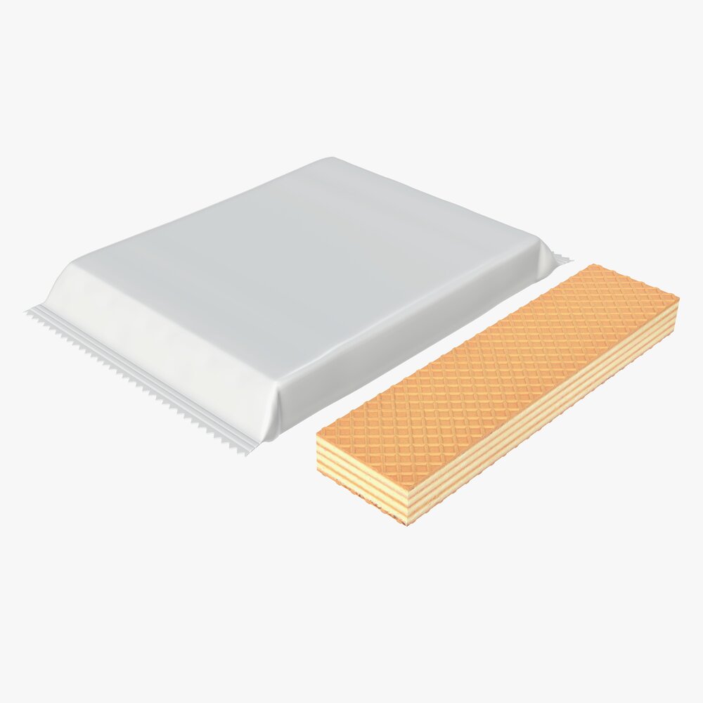 Blank Package With Waffle Cake 02 Modello 3D