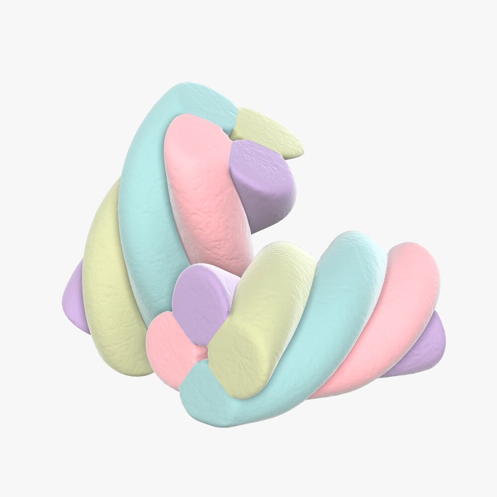 Marshmallows Candy Cylindrical Twisted Modello 3D