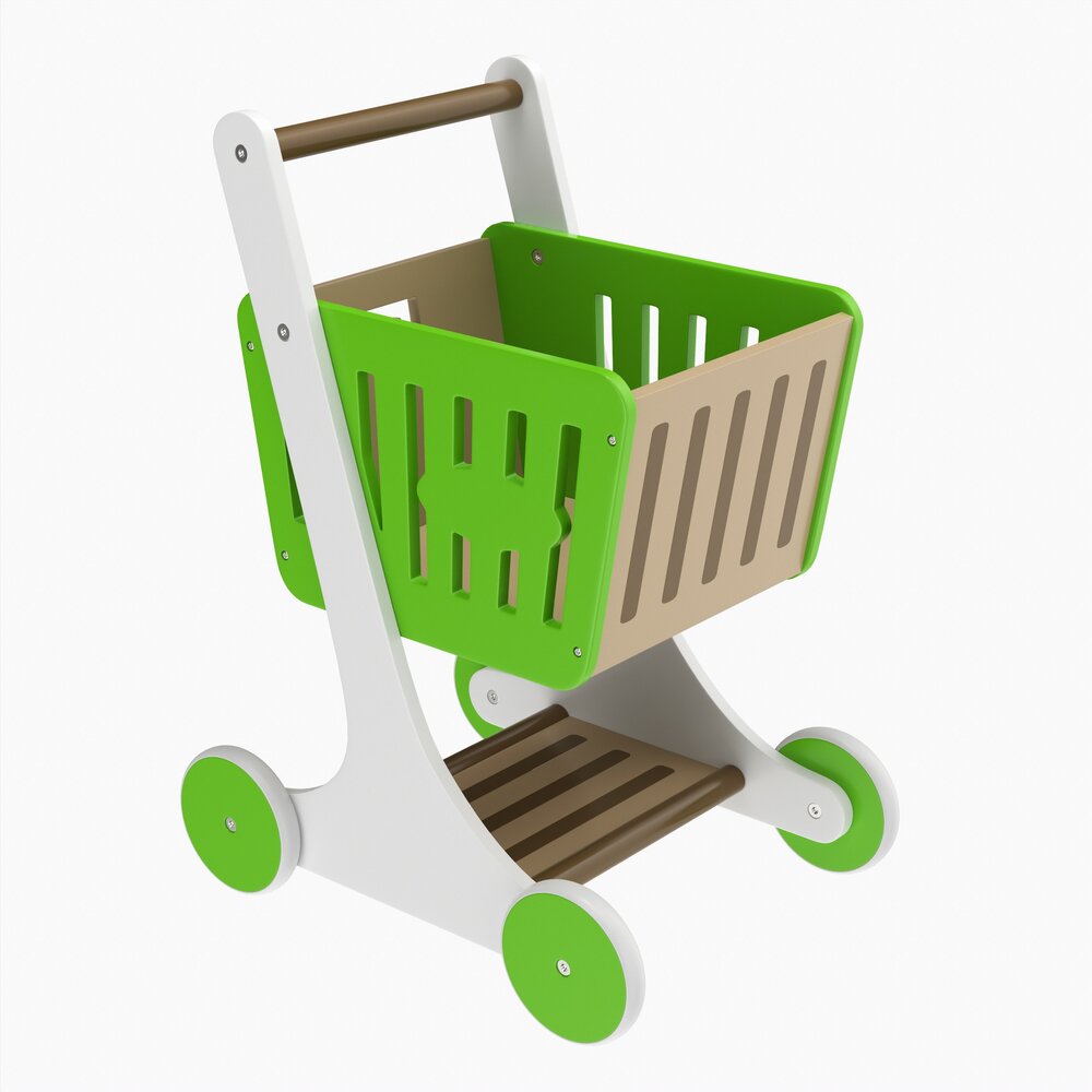 Market Wooden Shopping Trolley 3D модель