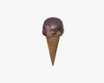 Ice Cream Ball With Chocolate On Top In Waffle Cone 3D模型