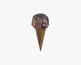 Ice Cream Ball With Chocolate On Top In Waffle Cone 3D модель