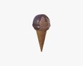 Ice Cream Ball With Chocolate On Top In Waffle Cone Modèle 3d