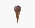 Ice Cream Ball With Chocolate On Top In Waffle Cone Modello 3D