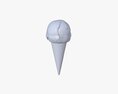 Ice Cream Ball With Chocolate On Top In Waffle Cone 3d model