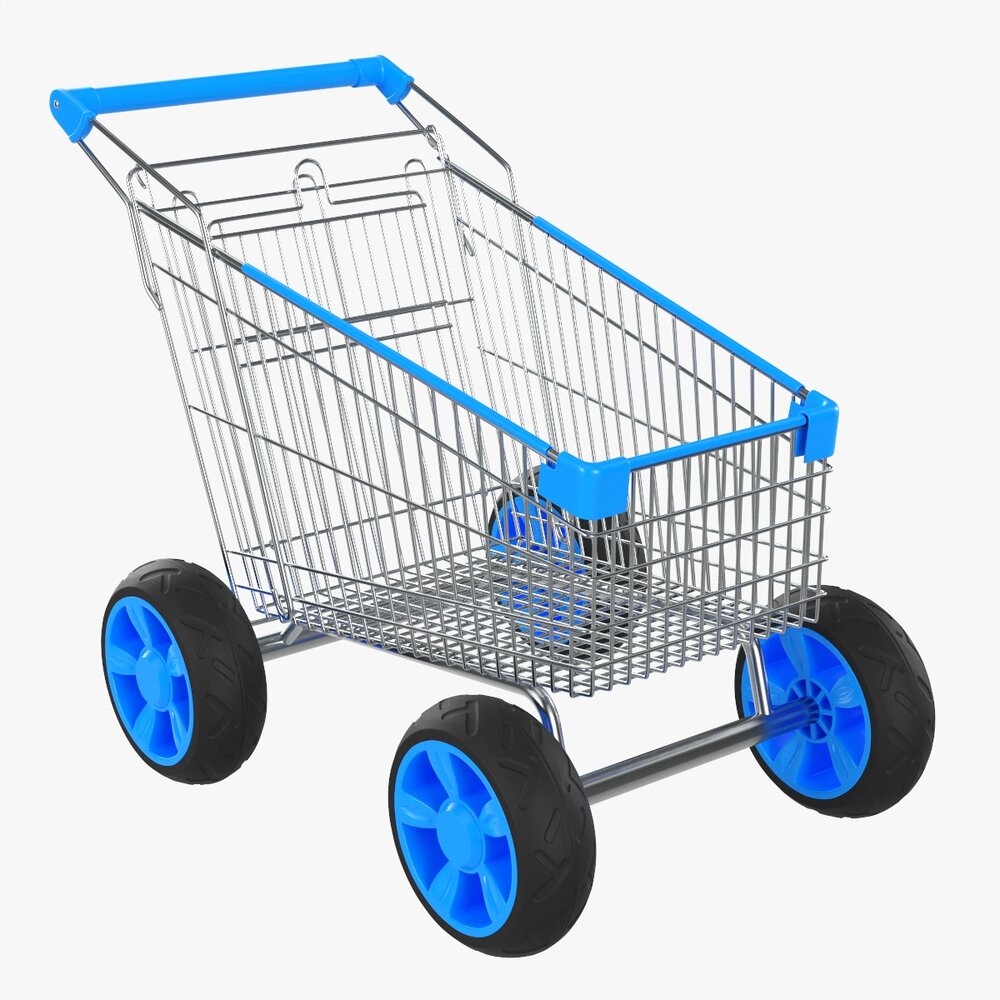 Shopping Cart With Big Wheels 01 Modelo 3d