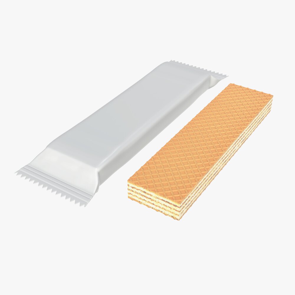 Blank Package With Waffle Cake 01 3D-Modell