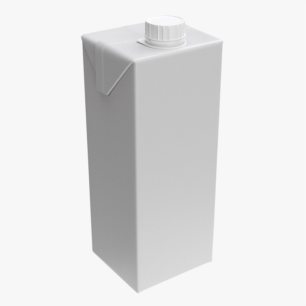 Tetra Pak Juice Cardboard Box Packaging With Cap 1000ml 3D模型