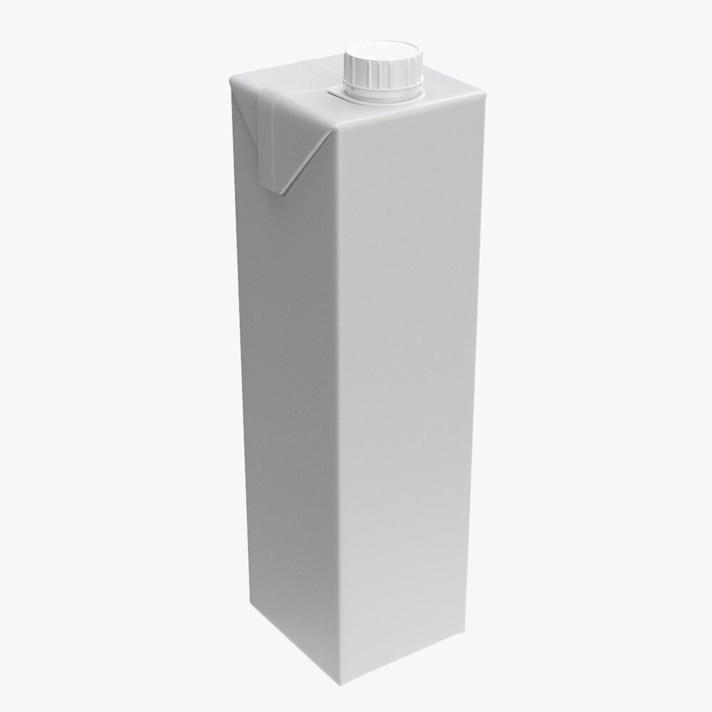 Tetra Pak Juice Cardboard Box Packaging With Cap 1000ml Slim 3D 모델 