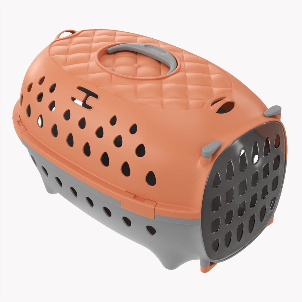 Travel Pet Carrier Gray Orange Pastel Modello 3D
