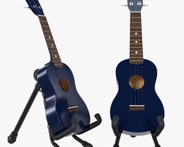 Ukulele Soprano Guitar Blue With Stand 3D модель