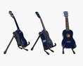 Ukulele Soprano Guitar Blue With Stand 3d model