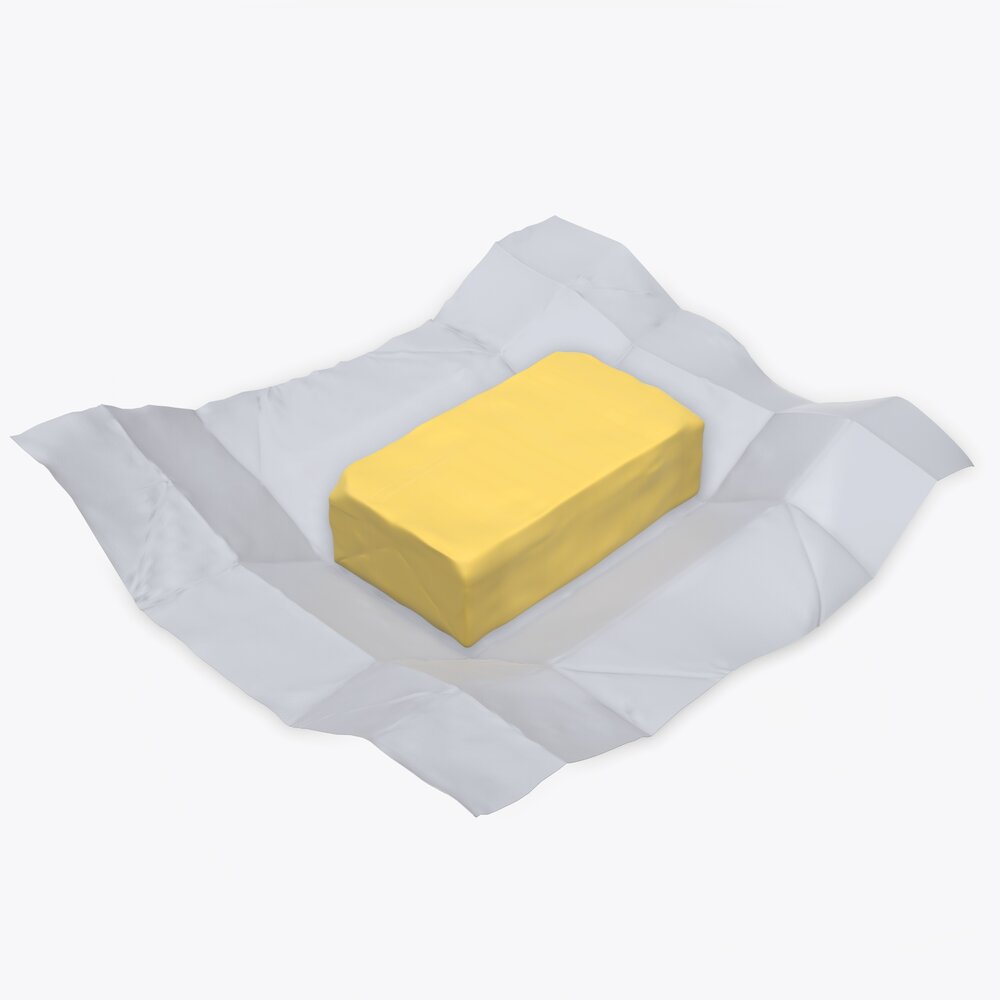 Butter With Paper On Ground 3D 모델 