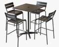 Bar Height Outdoor Table With Barstools 3d model