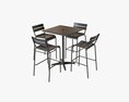 Bar Height Outdoor Table With Barstools 3D模型