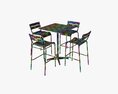 Bar Height Outdoor Table With Barstools 3d model