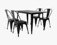 Black Dining Outdoor Table With Chairs 3D模型