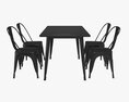Black Dining Outdoor Table With Chairs Modello 3D