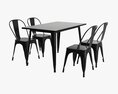 Black Dining Outdoor Table With Chairs 3D 모델 