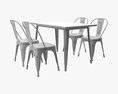 Black Dining Outdoor Table With Chairs 3D-Modell